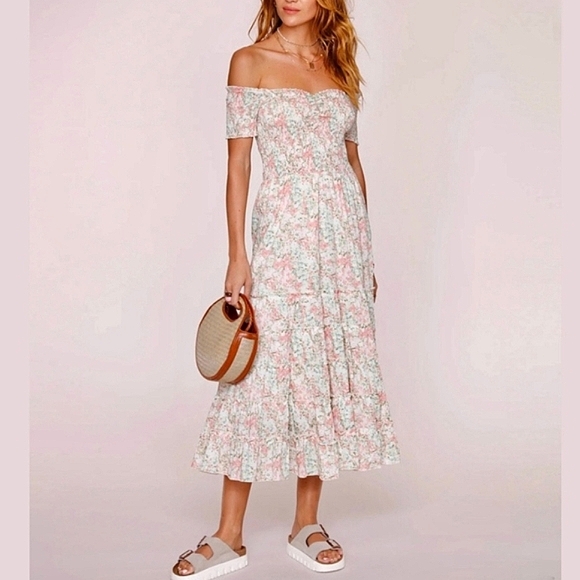 HEARTLOOM MINA MIDI DRESS FLORAL BLUSH XS New - Picture 6 of 12